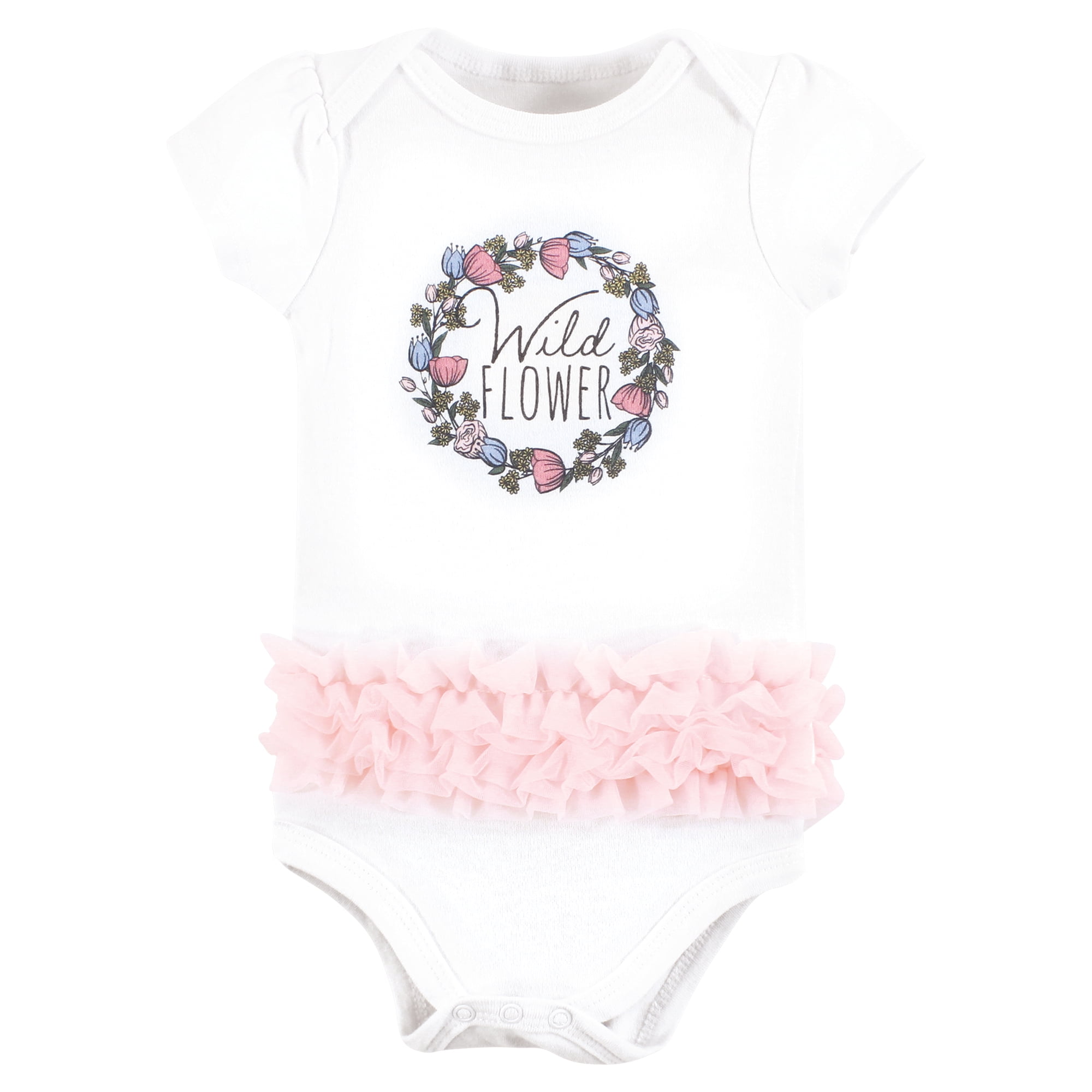 Hudson Baby Unisex Baby Cotton Bodysuits, Wild Flower Tutu, 6-9 Months