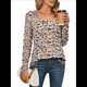 thumbnail image 3 of Camiseta Tipo Túnica de Larga con Cuello Cuadrado para Mujer, Holgada, de Cintura Alta, Estampada, para Otoño Flor de la Fundación M, 3 of 10