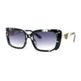 thumbnail image 2 of Womens Chic Designer Jewel Arm Rectangular Cat Eye Diva Sunglasses Clear Tortoise - Smoke, 2 of 4