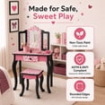 thumbnail image 5 of Teamson Kids Gisele Wooden Play Vanity Set with Tri-Fold Mirror, Storage Drawer, Matching Stool and Kids Makeup Table for Ages 3+, Pink & Black, 5 of 10