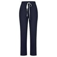 thumbnail image 4 of Sijiajgjfu Women's Drawstring Cotton Linen Pants Elastic Waist Slim Fit Summer Beach Trousers 2025 Dark Blue L, 4 of 5