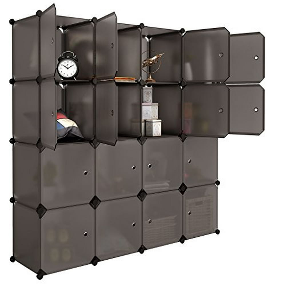 LANGRIA 16 Cube Organizer Plastic Stackable Storage ...