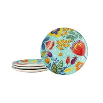 Bico Alice in Dreamland Ceramic Salad Plates, 8.75 inch, Set of 4, for Salad, Appetizer, Microwave & Dishwasher Safe