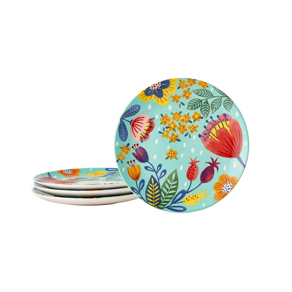 Bico Alice in Dreamland Ceramic Salad Plates, 8.75 inch, Set of 4, for Salad, Appetizer, Microwave & Dishwasher Safe