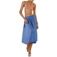 thumbnail image 6 of High Waisted Boho Skirts for Women Summer Elastic Waist Flowy Swing A-Line Peasant Skirts, 6 of 9