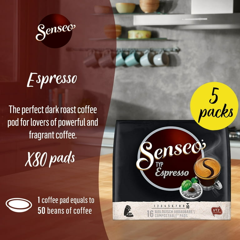 Senseo Espresso Coffee Pods, 80 Count, Pack of 5, For Coffee