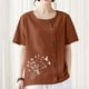 thumbnail image 4 of Vestidos Casuales Para Mujer, Blusas De Mujer De Moda Blusa informal de lino con cuello redondo, manga corta y botones para mujer, 4 of 5