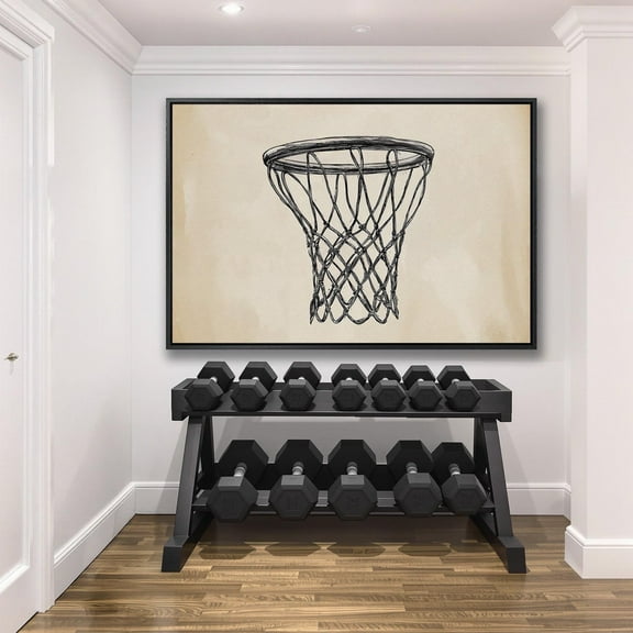Basketball Hoop Wall Art Minimalist Sports Print, Man Cave Decor, Modern Black and White Artwork, Ready to Hang Gift Poster Decor, Size 8x12 UNFFRAMED F03.1.8l2811