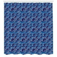 thumbnail image 3 of Whales Shower Curtain, Rhythmic Big Cartoon Fish Mammals Aquatic Colors Pattern Print, Fabric Bathroom Set with Hooks, 69W X 70L Inches, Indigo Cobalt Blue and Vermilion, by Ambesonne, 3 of 3