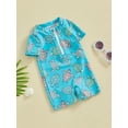 thumbnail image 3 of JYYYBF Baby Boys Rash Guard, Short Sleeve Turtle Dolphin Print Swimsuit Jumpsuit Summer Swimwear, 3 of 7