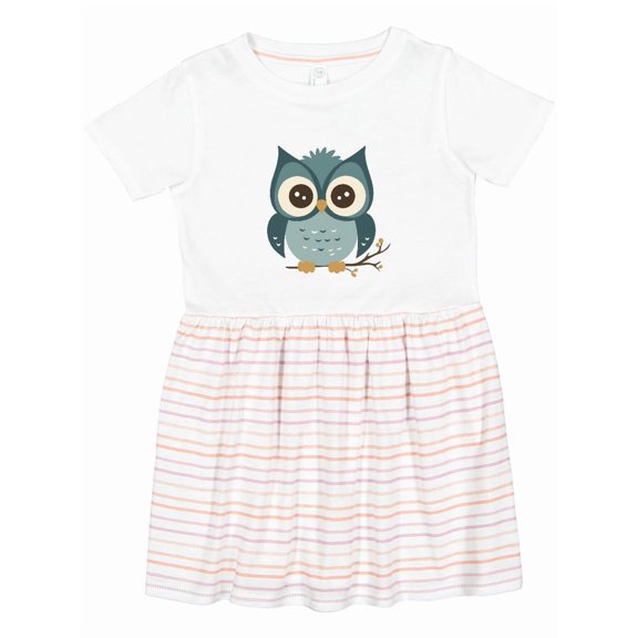 Inktastic Blue Owl on Tree Branch Girls Toddler Dress