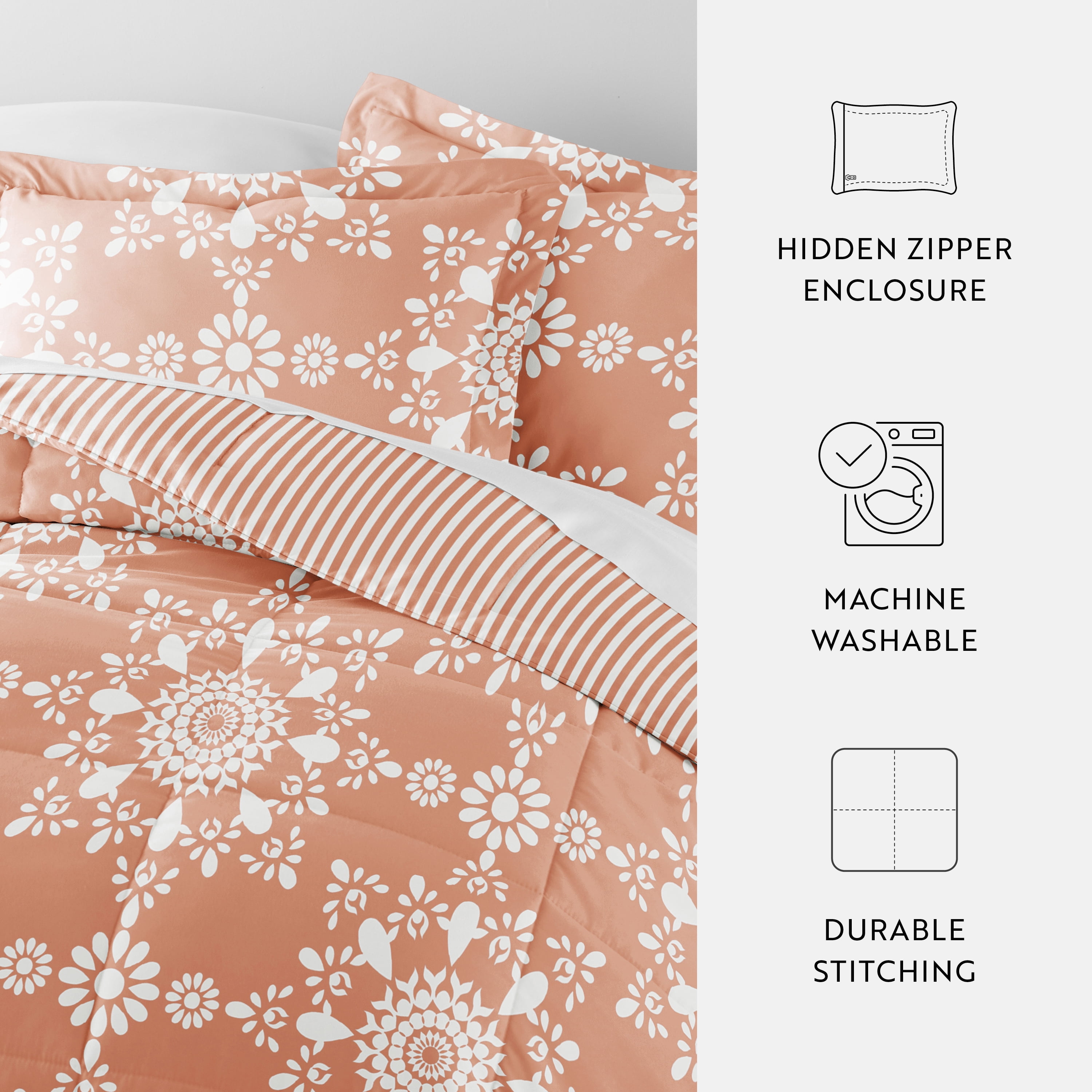 All Season Ultra Soft Comforter Set Lightweight Bedding in Daisy Floral for Full/Queen Size by Comfort Canopy