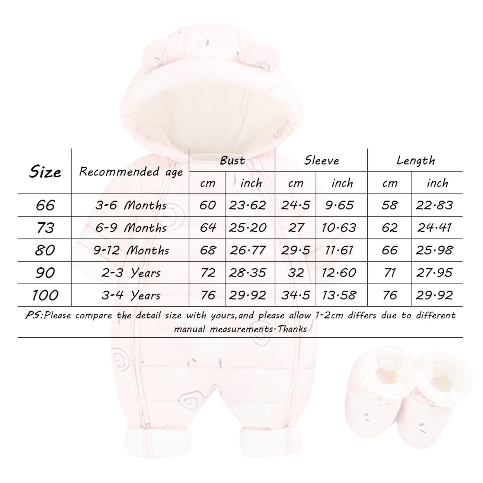 Ketyyh-chn99 Footie Pajamas Baby Girls Boys Warm Hooded Snowsuit Jumpsuit Coat Romper Outwear Jacket Snow Wear Fall Winter Coat Outwear For 3-6 Months,Yellow