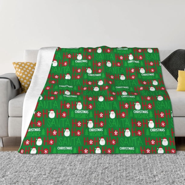Fotbe Cute Santa And Ho Ho Ho Manta de Franela con Estampado, Manta Ultrasuave para Cama, Sofá, Auto, Hipoalergénica y Antibolitas-80"x60"