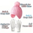 thumbnail image 2 of CPNG Toddler Glove Warm Knit Cap Set Kids Baby Winter Hats Thick Ski Cap with Earflap Fleece Lined Hat Warm Knitted Pom Pom Beanie Mittens Gloves for Girls Boys, 2 of 9