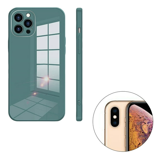 Glass Back Phone Covers with Solid Color Full Rugged Bumper Anti-Slip Design for Iphone 7P/8P/7/8/XS Max/XR/X/XS