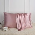 thumbnail image 2 of DISANGNI 100% Mulberry Silk Silk Pillowcase, Used for Hair and Skin, Envelope Type, Silk on one Side and Tencel on The Other Side, 1pc (Pink, 1 pc King Size 20"x36"), 2 of 7