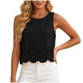 thumbnail image 2 of NTACZA Crew Neck Summer Tops for Women Casual Eyelet Scalloped Hem Tank Tops Solid Sleeveless Vacation Keyhole Back Relaxed Size L, 2 of 6