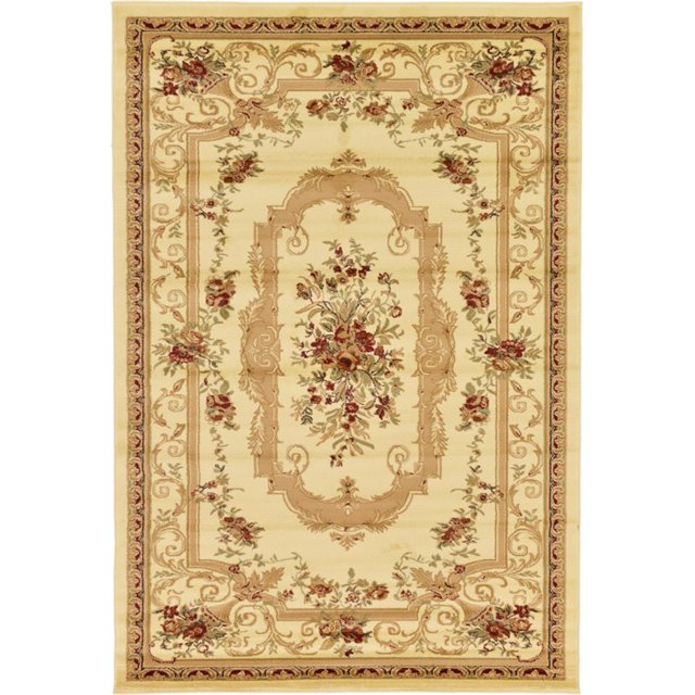 Unique Loom Tapis Motif Médaillon Versailles 6' x 9' Rectangle Ivoire/tan