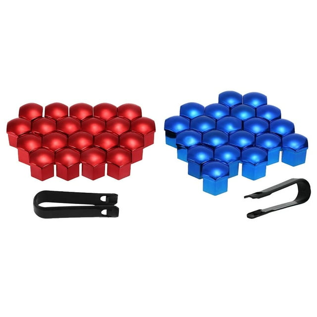 de tornillo de neumático de buje de coche de cubierta de centro de orejeta de rueda profunda de 40x17 mm azul rojo Cola cubierta de la tuerca de la rueda