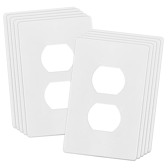 ENERLITES Screwless Duplex Wall Plates, Child Safe Receptacle Outlet Covers, Size 1-Gang, Unbreakable Polycarbonate Thermoplastic, UL Listed, SI8821-W-10PCS, White, 10 Pack