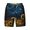 thumbnail image 4 of Lsque Mens Swim Trunks Oil Starry Sky Sunflower Pattern - Bathing Suit Compression Liner - Beach Swim Shorts Swimwear - (S-3XL) - Stretch Quick Dry -Large, 4 of 9