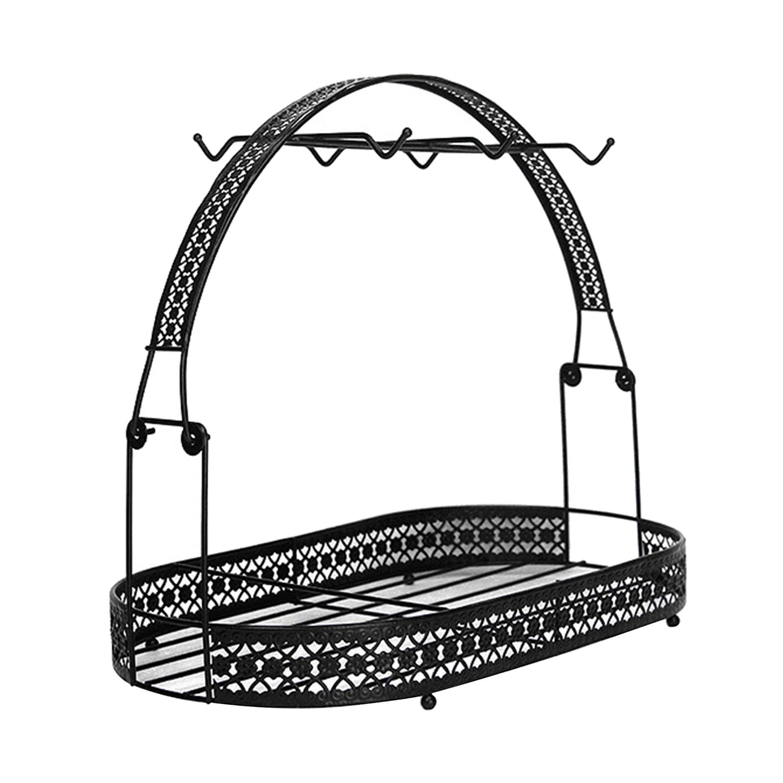 Wrought Iron Mug Holder with Storage Basket Storage Coffee Cup Holder