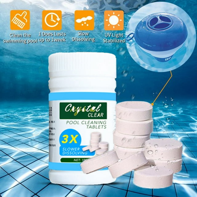GIFTSCA Floating Chlorine Dispenser Include 100 Pieces Chlorine Tablets Spa Chemical Dispenser Bromine Tablet Floater for 1 Inch TabletsIdea for Pool, Spa, Hot Tub & PVC Pool