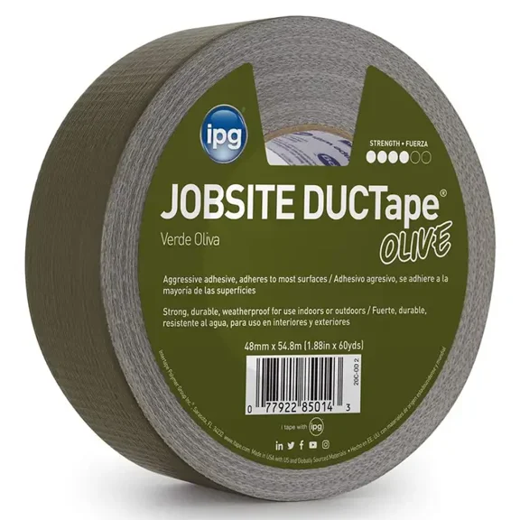 IPG 20C-OD2 Duct Tape, 60 yd L, 1.88 in W, Polyethylene-Coated Cloth Backing, Olive Drab