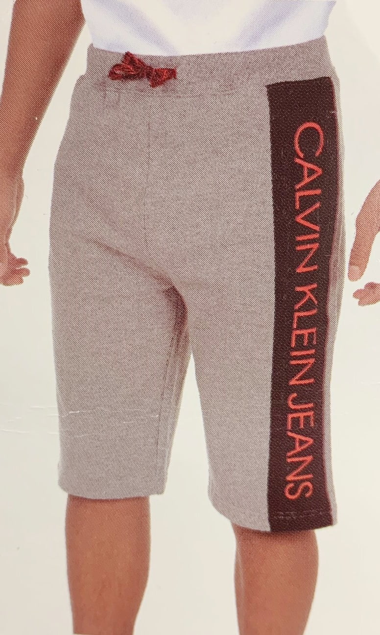 Calvin Klein Jeans Boys' Shorts With Side Logo, Medgrey Heather, Small 7/8 - NEW