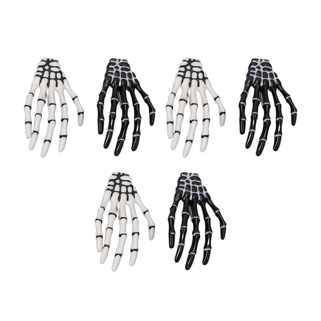 3 pares de pinzas para el cabello con forma de mano de esqueleto de Halloween, pinzas delicadas para el cabello de estilo punk rock y terror para mujeres y niñas