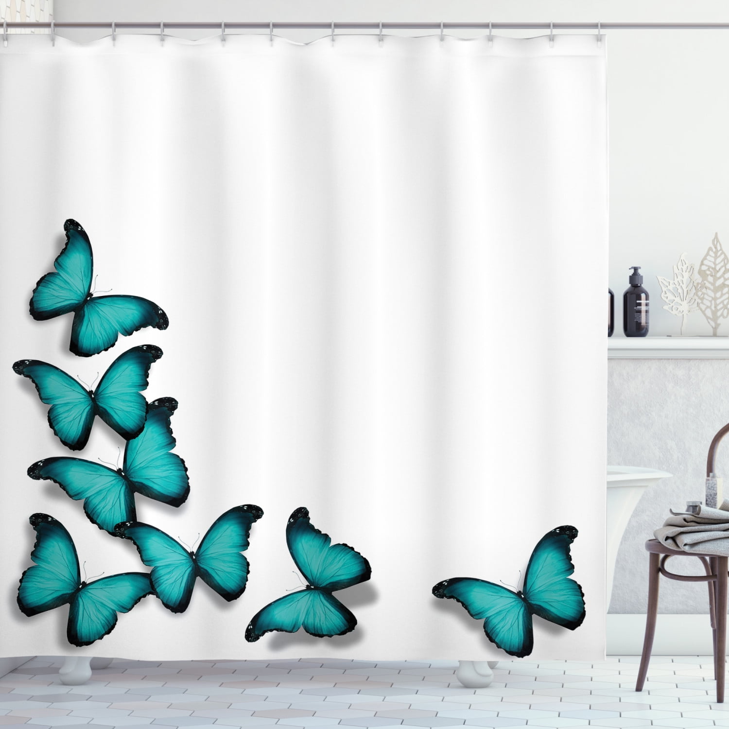 Tropical Leaves Frogs Butterfly Sea Sunrise Waterproof Fabric Shower Curtain Set 