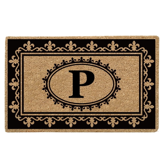 Fleur de Lys 22" x 36" HeavyDuty Coir Doormat - Monogrammed P