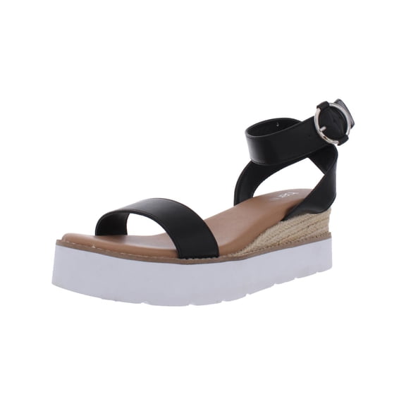 Bar III Womens Dessi Two- Piece Ankle Strap Wedge Sandals Black 11 Medium (B,M)