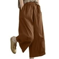 thumbnail image 2 of Women Capri Pants Clearance, Xunlbb Women's 2024 New Large Size Versatile Age Reducing Solid Color Casual Pants(Brown,M), 2 of 7