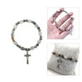 thumbnail image 2 of SIEYIO Cross- Beaded Rosary Bracelet Catholic Strand Beads Wristband Adjustable Elastic Chain for Women Men Jewelry, 2 of 9