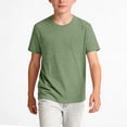 thumbnail image 2 of BXJX Boys Cotton T-Shirts, Short Sleeves Summer Casual Crew Neck Kids Tees with Pocket Green Size 14-15 T, 2 of 3