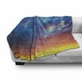 thumbnail image 3 of Yellow and Blue Soft Flannel Fleece Blanket, Dramatic Sky Sunset Scenic Cloudscape Idyllic Twilight Eco Picture, Cozy Plush for Indoor and Outdoor Use, 70" x 90", Coral Earth Yellow, by Ambesonne, 3 of 6