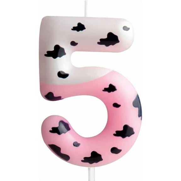 5Th Birthday Candle Number 5 Cake Decoration Pink Cow Themed Cake Topper Decorat