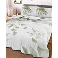 thumbnail image 3 of Quilts Twin-XL Size Bedding Set, Sage Green Flower Lightweight Quilted Comforter, Watercolor Gradient Retro Floral Soft Reversible Bedspread Coverlet with Pillow Covers for All Season, 68" x 98", 3 of 7
