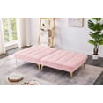 thumbnail image 3 of FFZ 71 inch Convertible Sofa Bed Futon with Gold Metal Legs and Teddy Fabric, Pink Teddy, 3 of 14