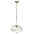 thumbnail image 3 of Large 16" Geometric Diamond Shaped Pendant Industrial Metal Wire Cage Hanging Ceiling 1 Light Fixture - Antique Brass, 3 of 4