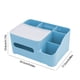 thumbnail image 3 of Organizador para caja de pañuelos | Soporte multifuncional para servilletas de escritorio con compartimentos para control remoto, bolígrafos, teléfono | Plástico ABS | Verde, azul, rosa, 3 of 6