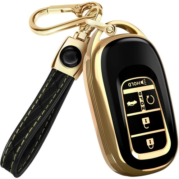 for 2025 Honda Pilot Key Fob Cover and Leather Keychain - for Honda Accord, Civic, CR-V, HR-V - 2022-2025 TPU Key Case - Keyfob Cover