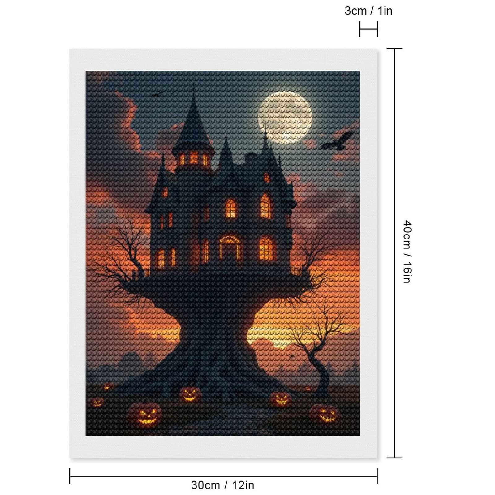 Diamond Art Kits for Adults, Haunted Mansion Moonlit Sky 5D Diamond Painting Kits for Adults Beginners, DIY Full Drill Diamond Painting, Gem Art and Crafts 12x16