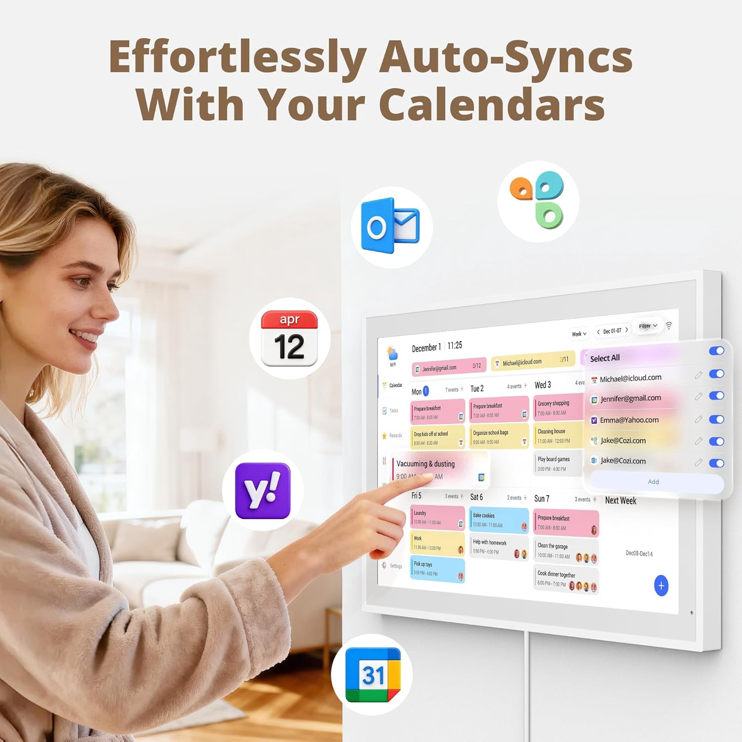 Dragon Touch 22" Digital Calendar, with1080P Touchscreen,Free Apps-Chore Chart/Photo/Rewards/Meals ect.