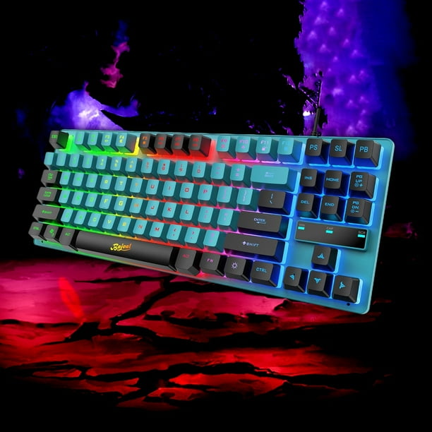 87 Keys Gaming Keyboard, Portable Compact Mechanical Keyboard with RGB