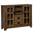 thumbnail image 1 of HOMCOM Buffet de Rangement pour Cuisine avec Portes en Verre, 2 Tiroirs et Étagères Ajustables, Noyer, 1 of 10