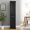 thumbnail image 2 of Crosley Furniture Seaside Tall Coastal Wood Linen Cabinet in Distressed Black, 2 of 15