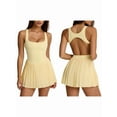 thumbnail image 3 of Women'S Tennis Flowy Pleated Sports Dress for Women Backless Sleeveless Summer Mini Golf Dress Warm Yellow L, 3 of 7